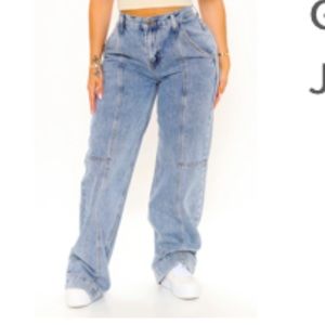 Fashion Nova brand new wide-leg light washed denim jeans